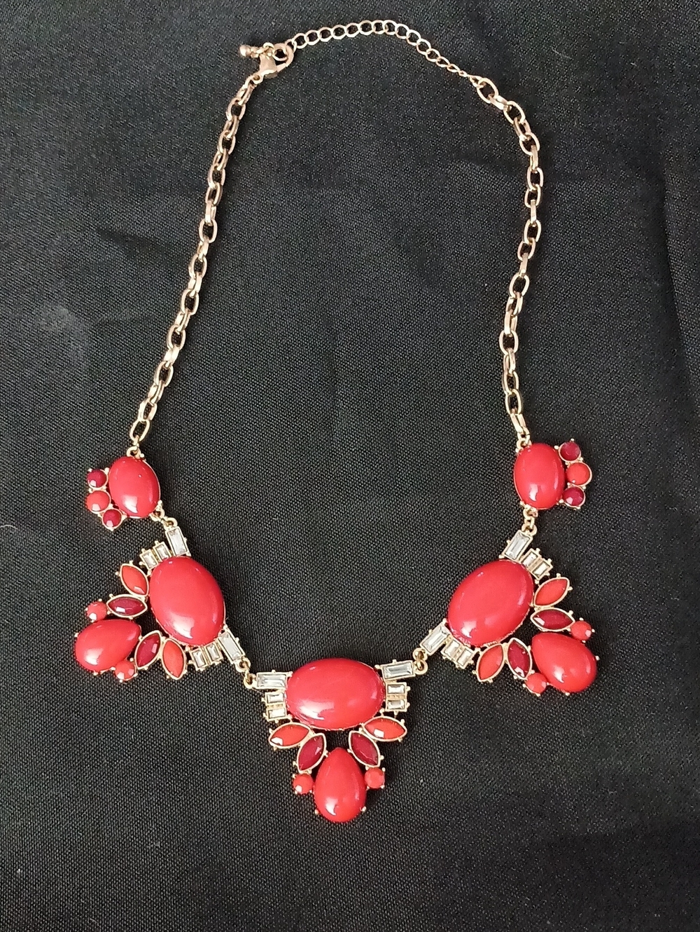 Red Statement Bib Necklace - Fashion Jewelry NICE